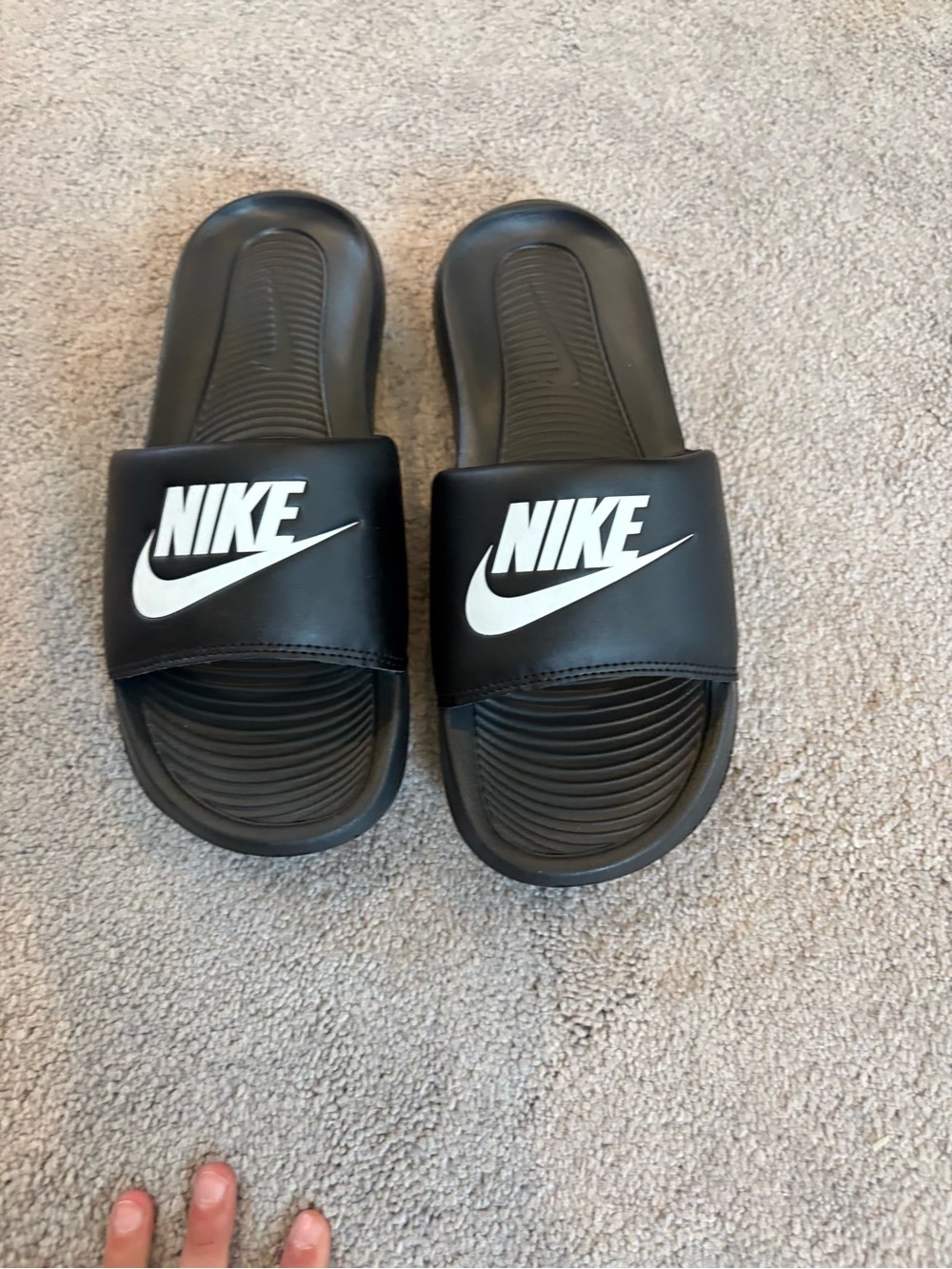 Nike Black Slides with White Logo